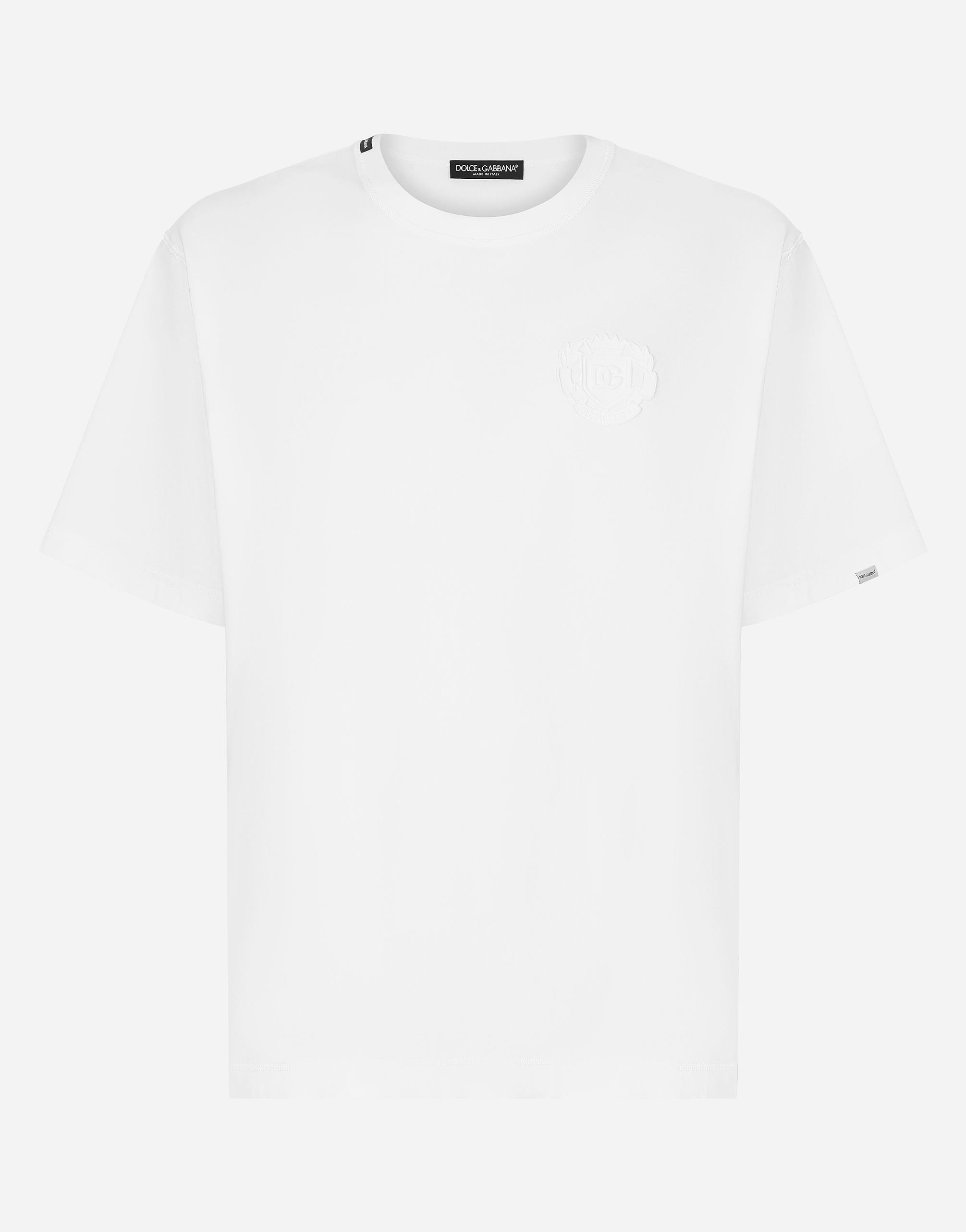 Cotton T-shirt With Logo Embroidery In White Product Image