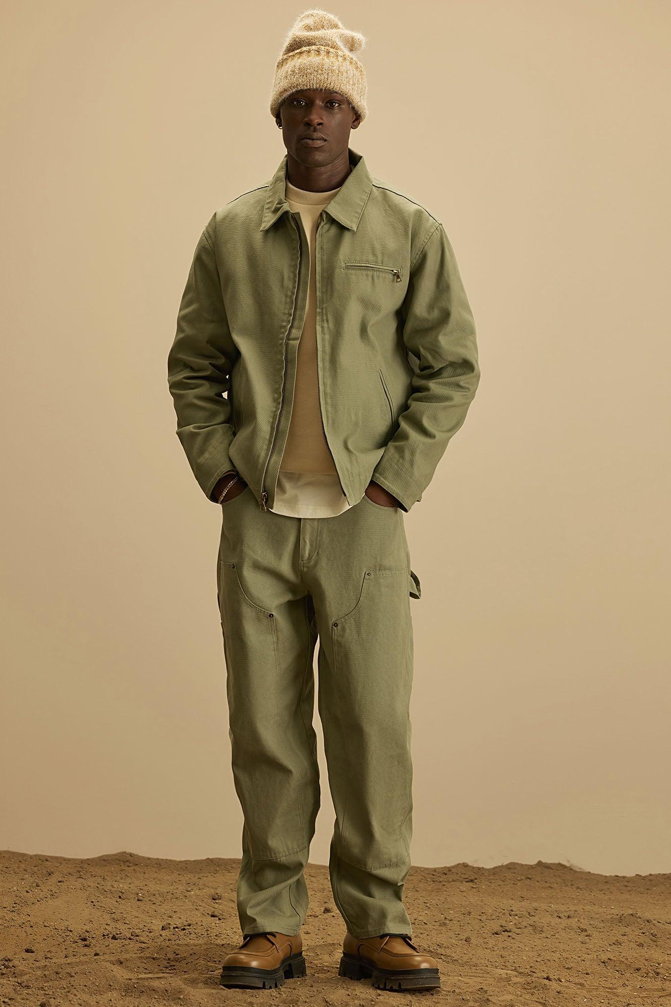 Alexander Double Knee Utility Canvas Pants - Olive Product Image