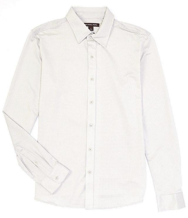 Michael Kors Slim-Fit Gingham Stretch Long-Sleeve Woven Shirt Product Image