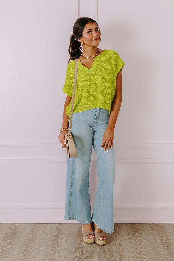 Vacay Ready Knit Top in Lime Punch Product Image