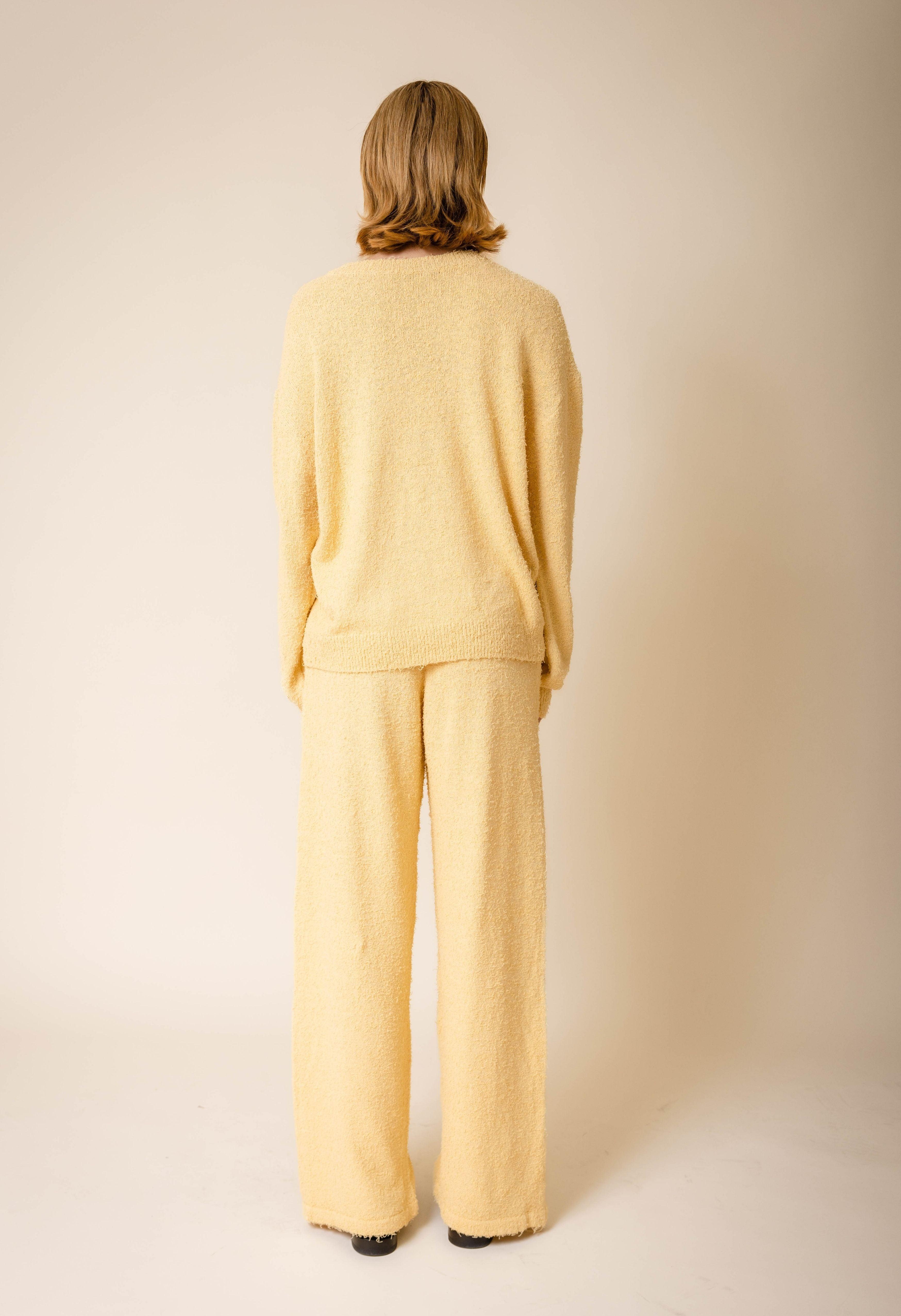 Fuzzy Drawstring Pant In Yellow Product Image