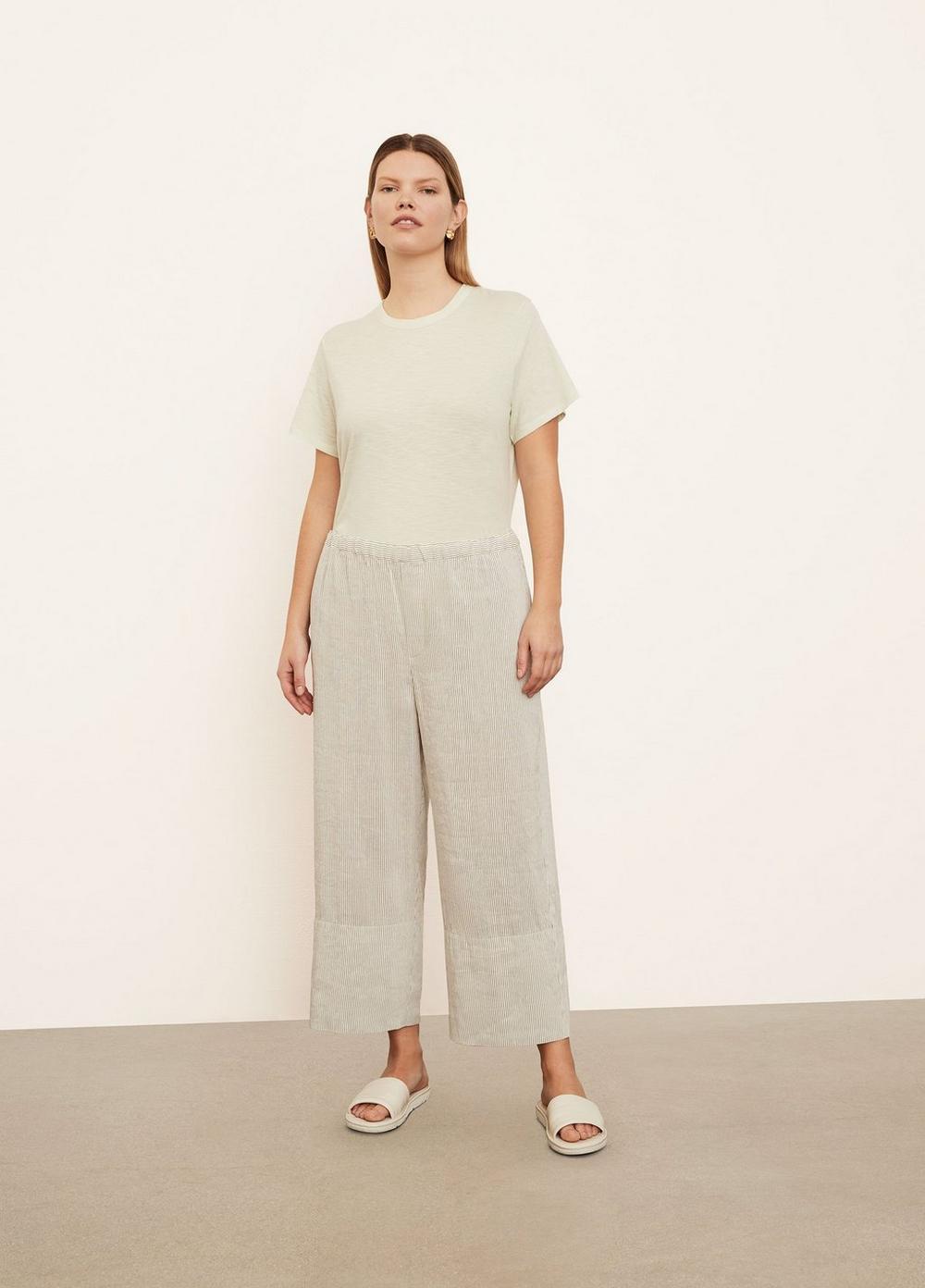 Striped Pull-On Cropped Pant Product Image