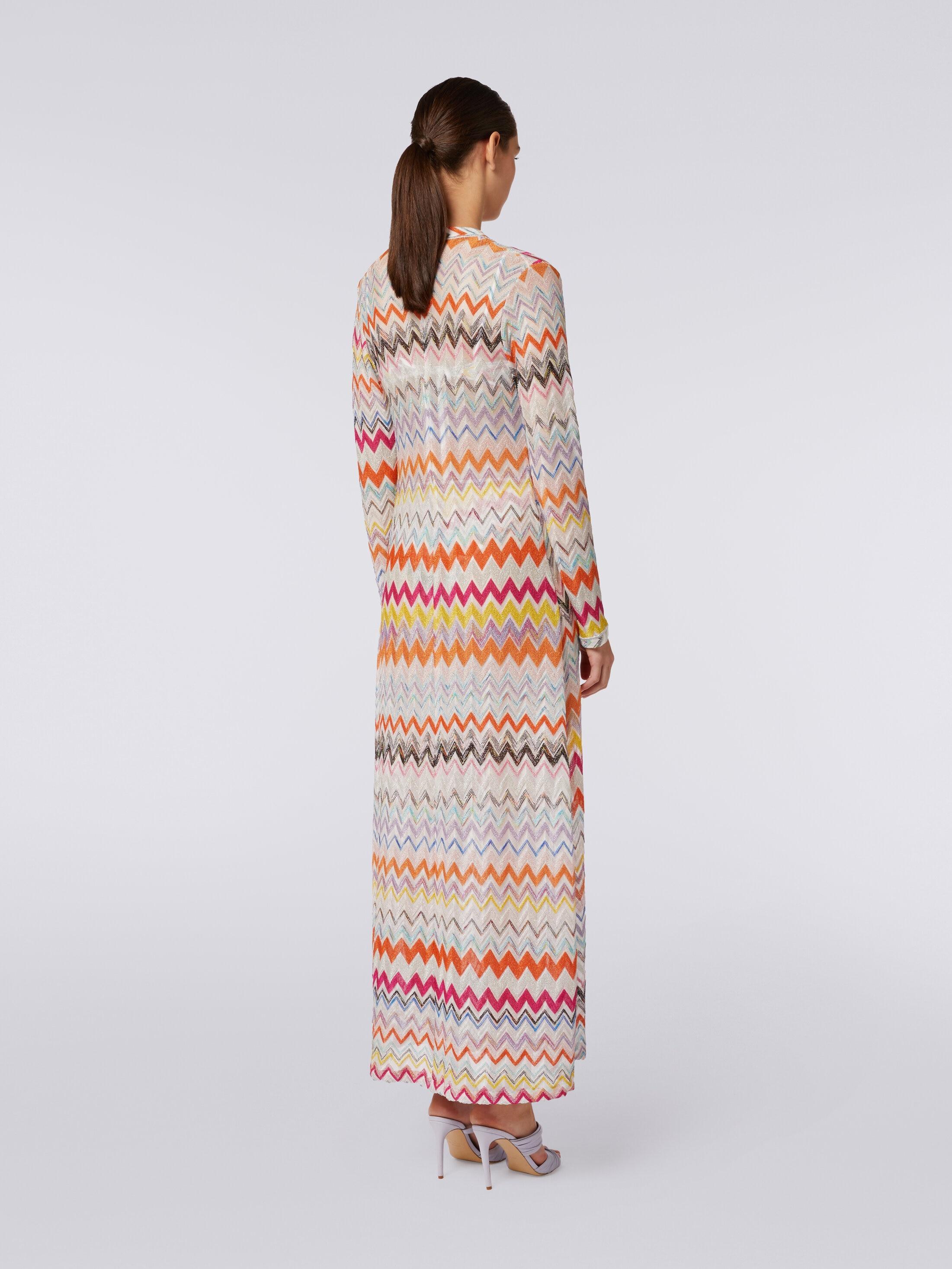 Long cardigan cover-up with zigzag pattern and lurex Product Image