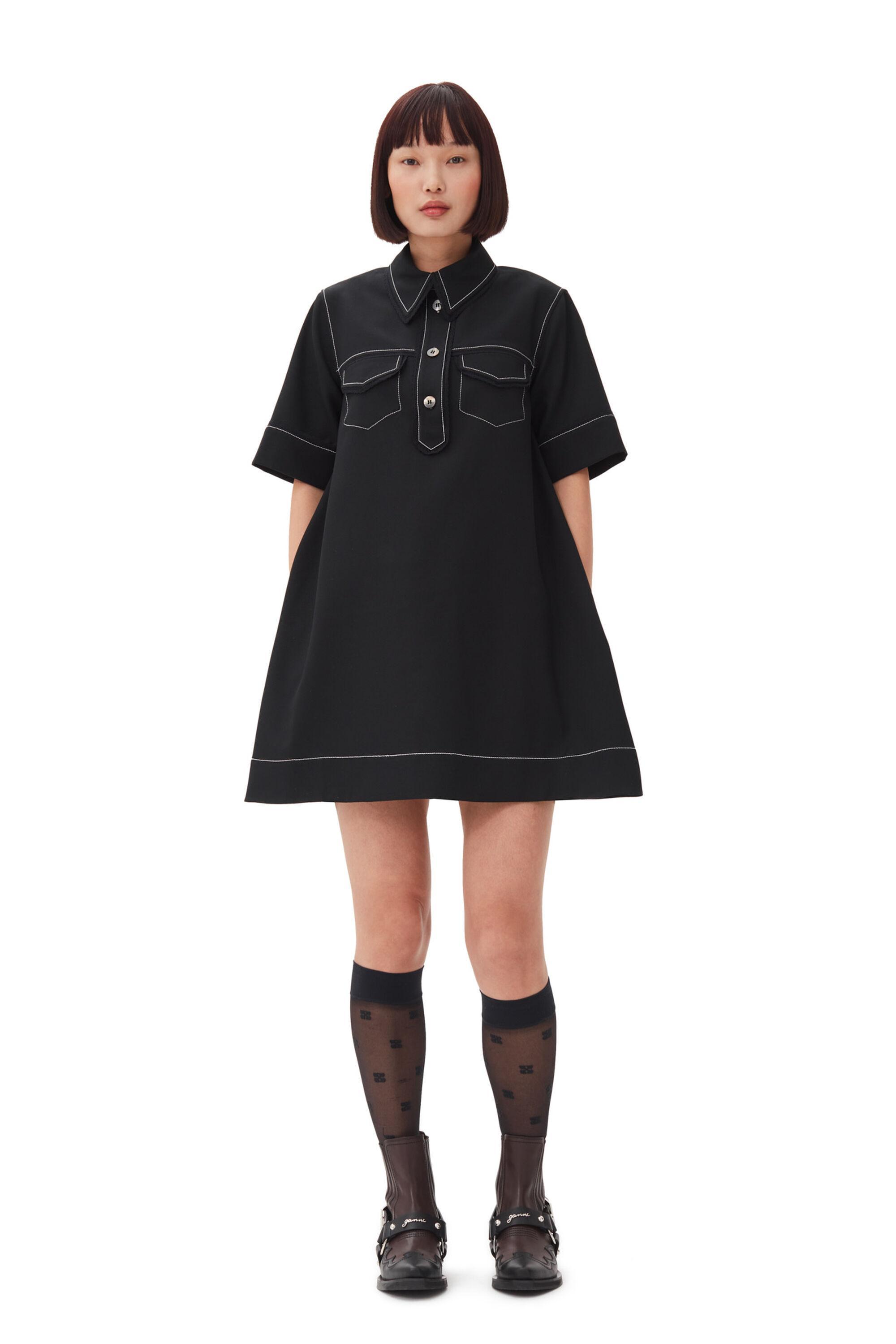 Black Crepe Mini Dress Product Image