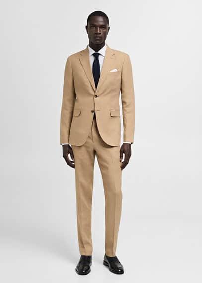 Mango Mens Linen Slim Fit Suit Pants Product Image