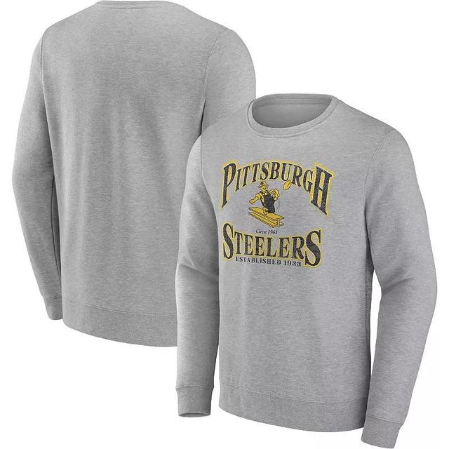 Mens Fanatics Heather Gray Pittsburgh Steelers Playability Pullover Sweatshirt Product Image