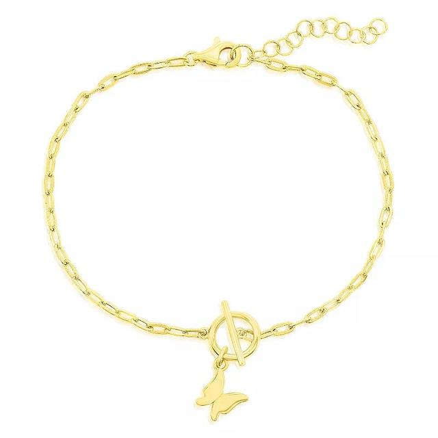 Argento Bella Butterfly Charm Paper Clip Toggle Bracelet, Womens Gold Tone Product Image