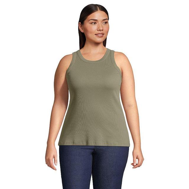 Plus Size Lands End Ribbed Crewneck Tank Top, Womens Product Image