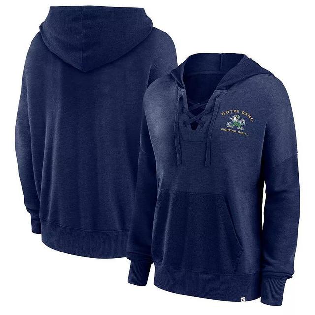 Womens Fanatics Branded Heather Notre Dame Fighting Irish Campus Lace-Up Pullover Hoodie Blue Product Image