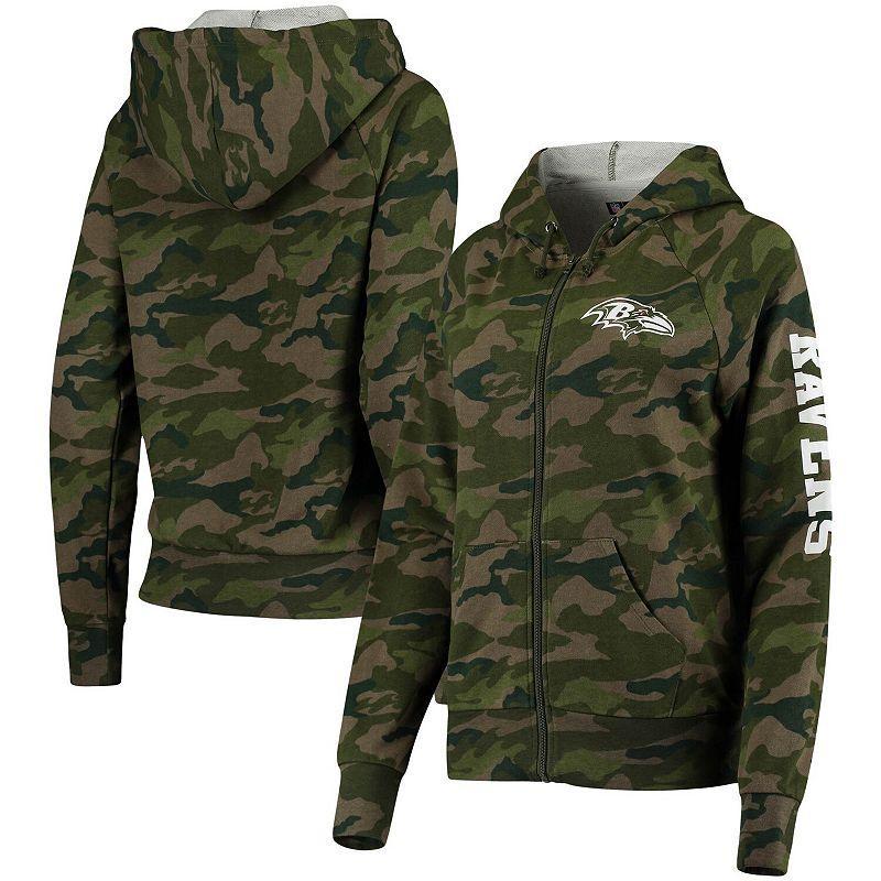 Womens New Era Camo Baltimore Ravens Raglan Full-Zip Hoodie Product Image