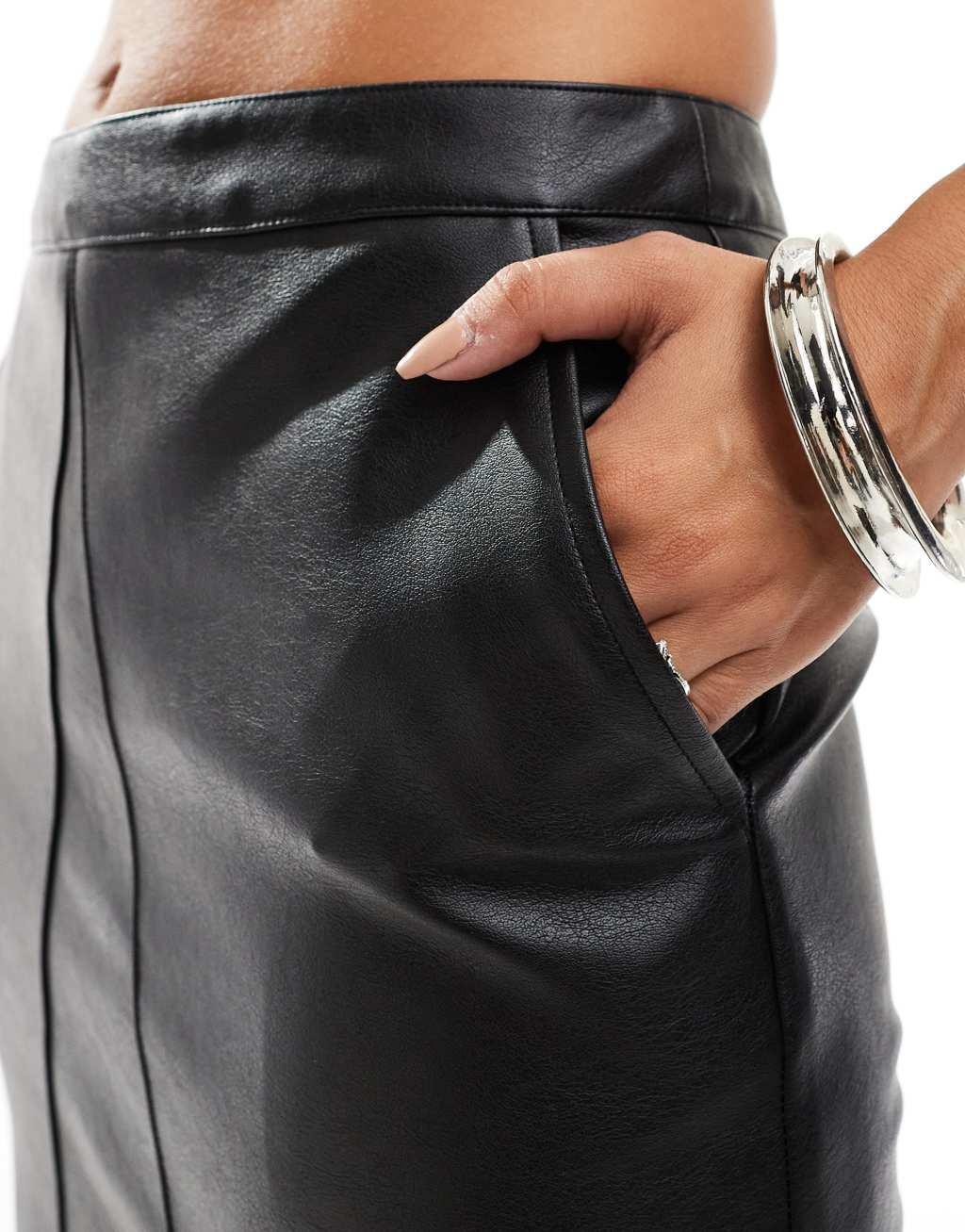 Bardot faux leather skirt in black  Product Image