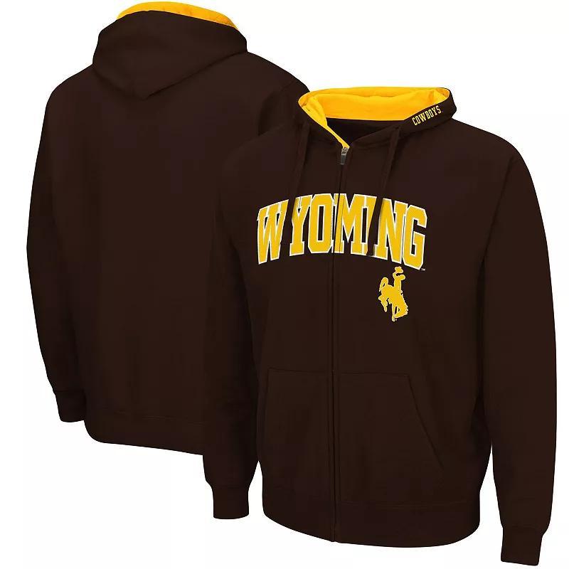 Mens Colosseum Brown Wyoming Cowboys Arch & Logo 3.0 Full-Zip Hoodie Product Image