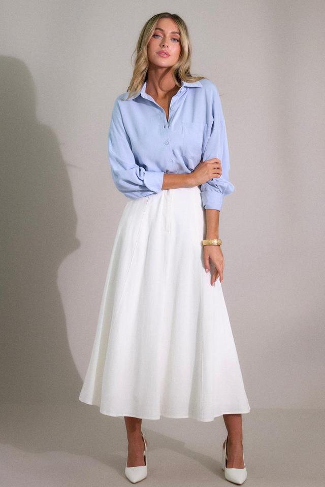 Luna Glow Ivory Linen Blend Maxi Skirt Product Image