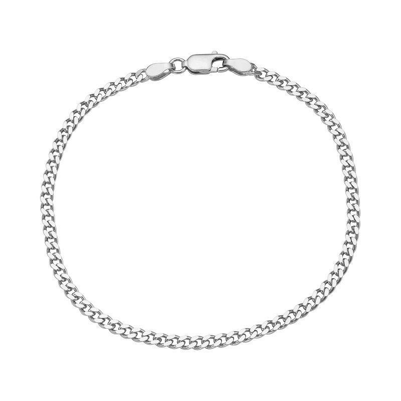 Jordan Blue Sterling Silver Curb Chain Bracelet, Womens Grey Product Image