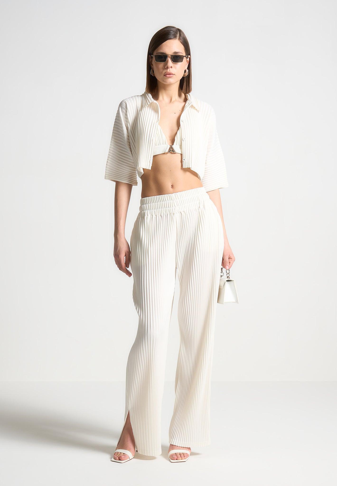 Pleated Trousers - Off White Female Product Image