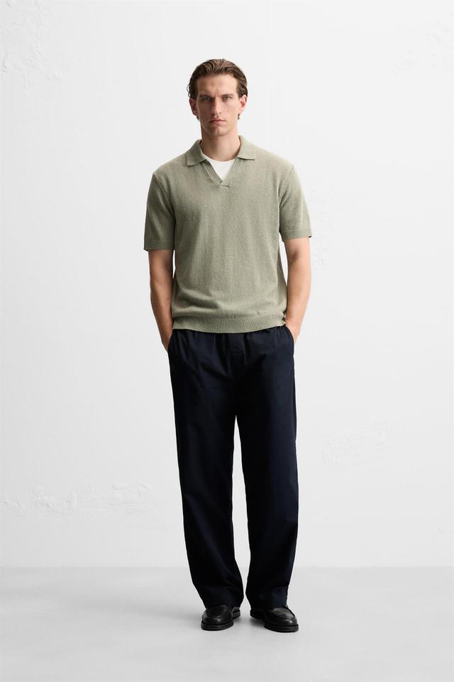 COTTON - LINEN BLEND KNIT POLO Product Image