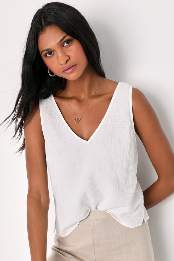 Summer Spirit White Cotton Tank Top product image