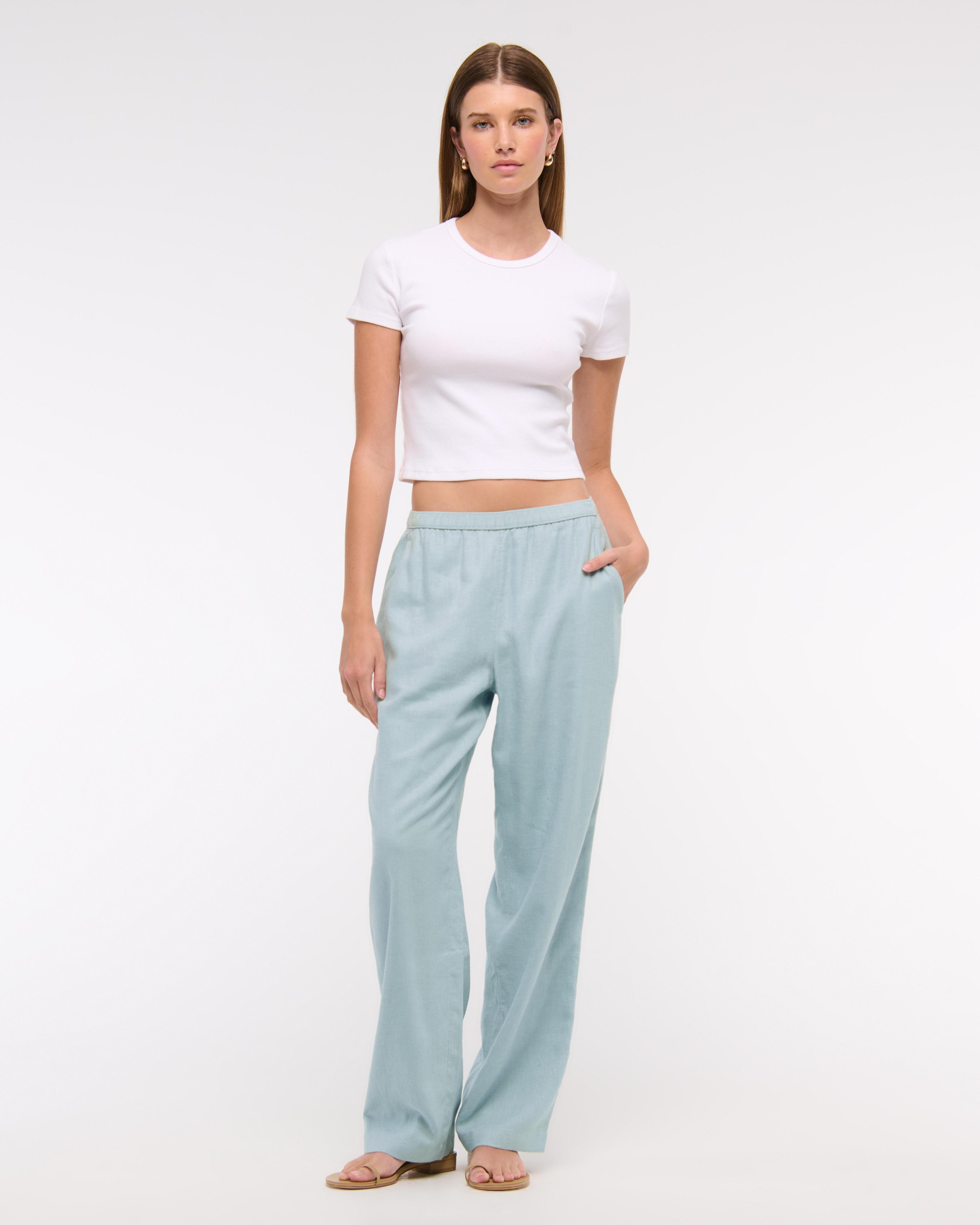 Straight Linen-Blend Pull-On Pant Product Image