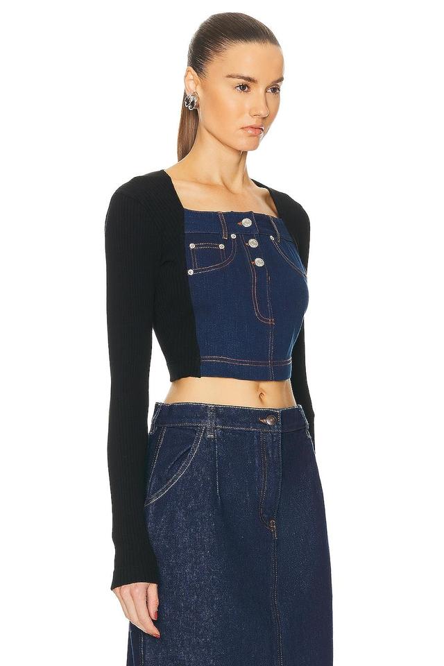 Moschino Jeans Recycled Cotton Rib Top in Blue Product Image