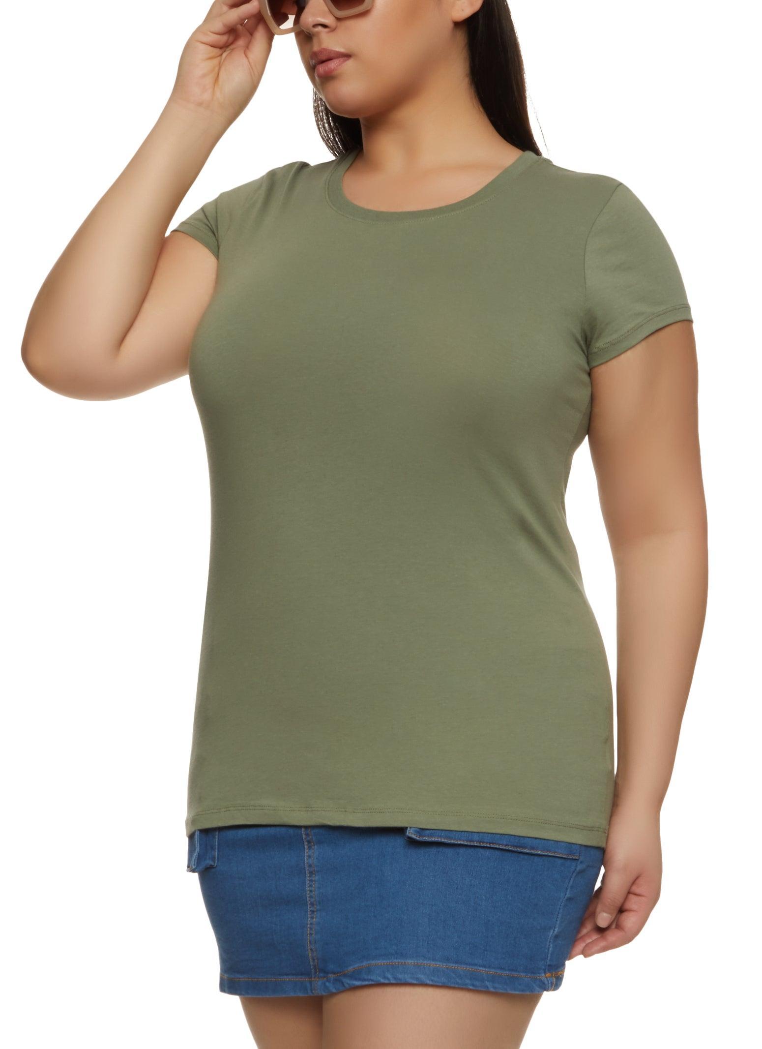 Womens Plus Size Basic Short Sleeve Crew Neck Tee Product Image