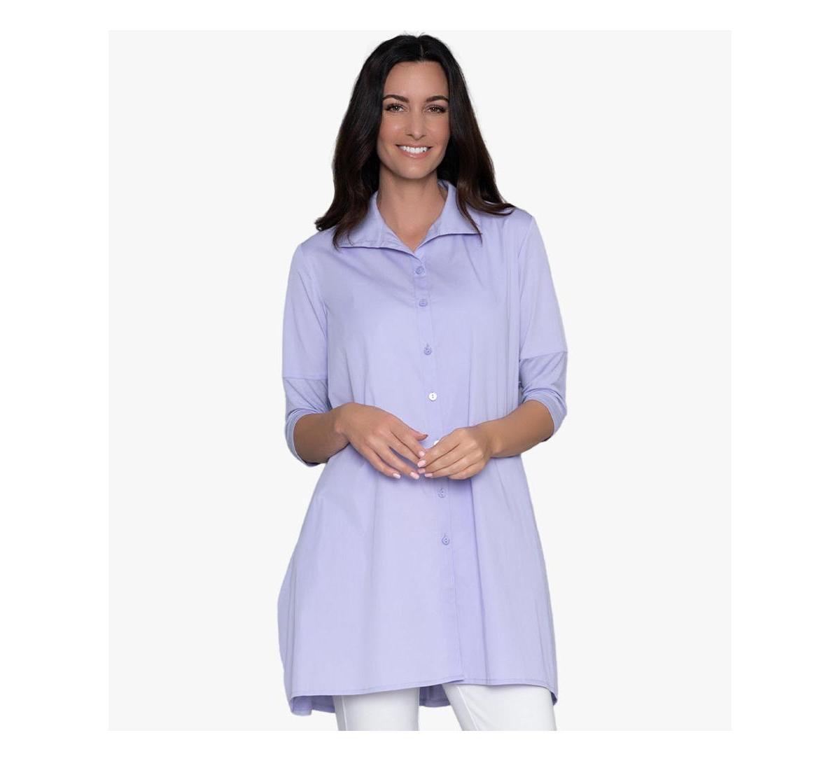 Stella Carakasi Womens 3/4 Sleeve Button-Front Cotton Poplin Shirt Top Tiburon Tunic Icon Product Image