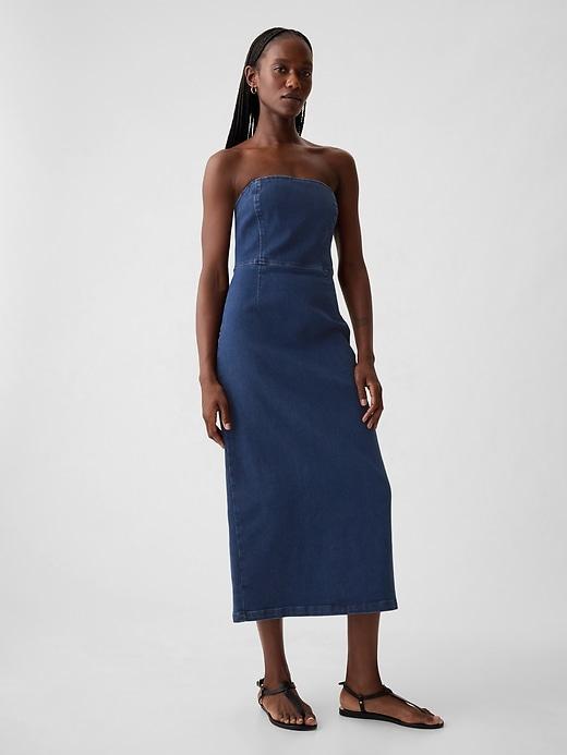 Strapless Denim Midi Dress Product Image