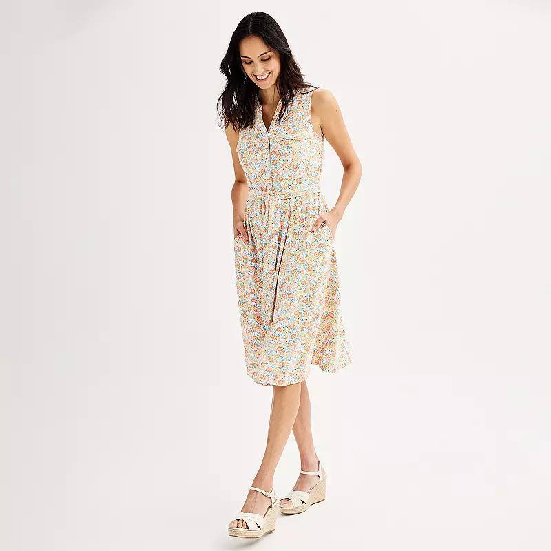 Womens Croft & Barrow Y-Neck Shirtdress Product Image