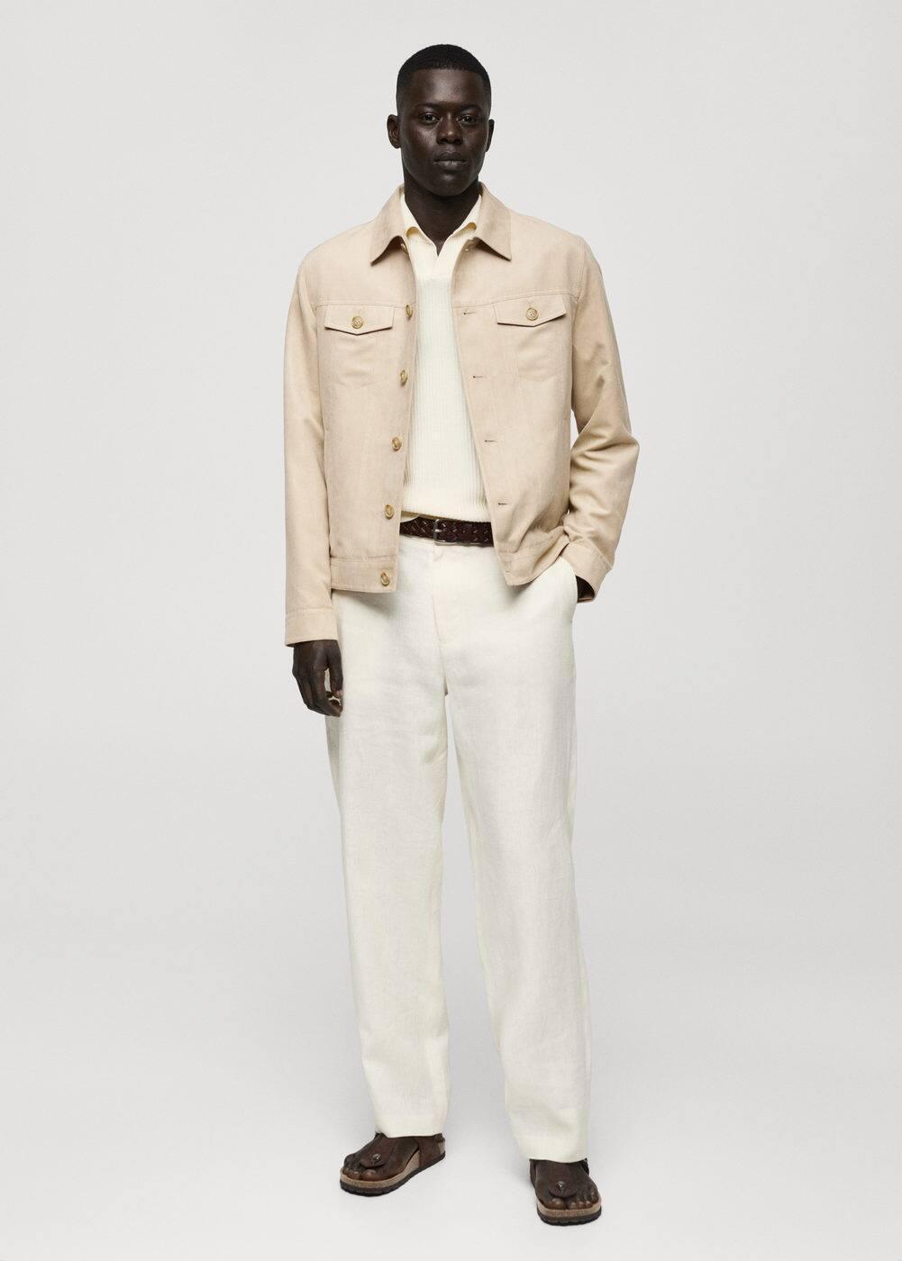 MANGO MAN - Suede-effect jacket with pockets beigeMen Product Image