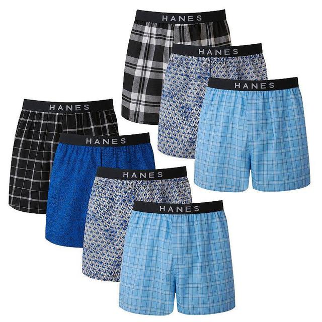 Mens Hanes Classics 5-pack + 2 Bonus Full-Cut Plaid Woven Boxers Product Image