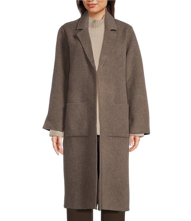 Eileen Fisher Double Faced Wool Open Front Notch Lapel Long Sleeve Blazer Coat Product Image