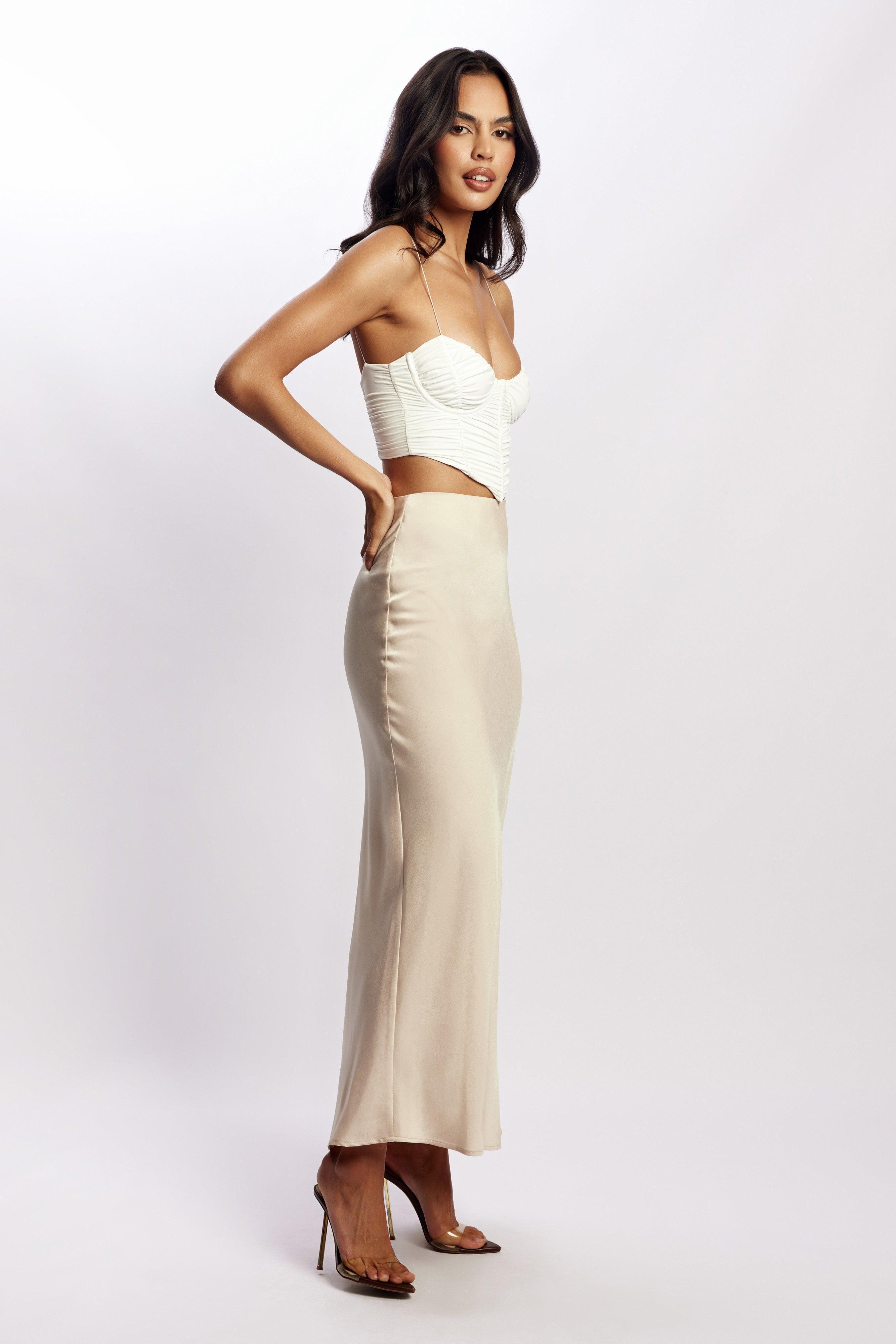 Missy Maxi Satin Skirt - Champagne Product Image