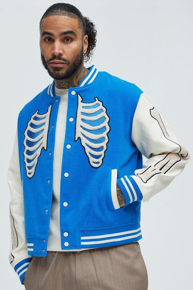 Skeleton Varsity Jacket - Blue/combo Product Image