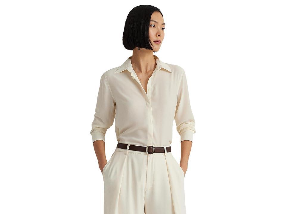 LAUREN Ralph Lauren Crepe Shirt (Mascarpone Cream) Women's Blouse Product Image