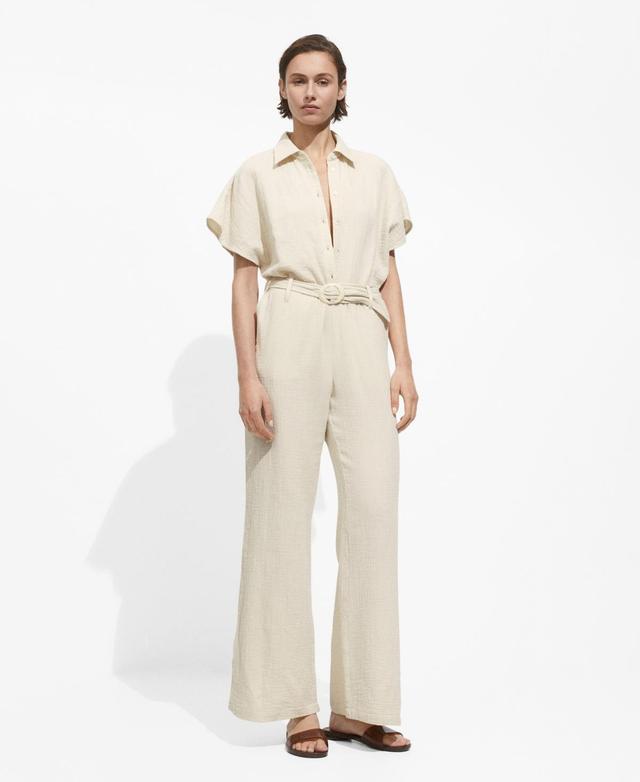 Mango Womens Belt Long Jumpsuit Product Image