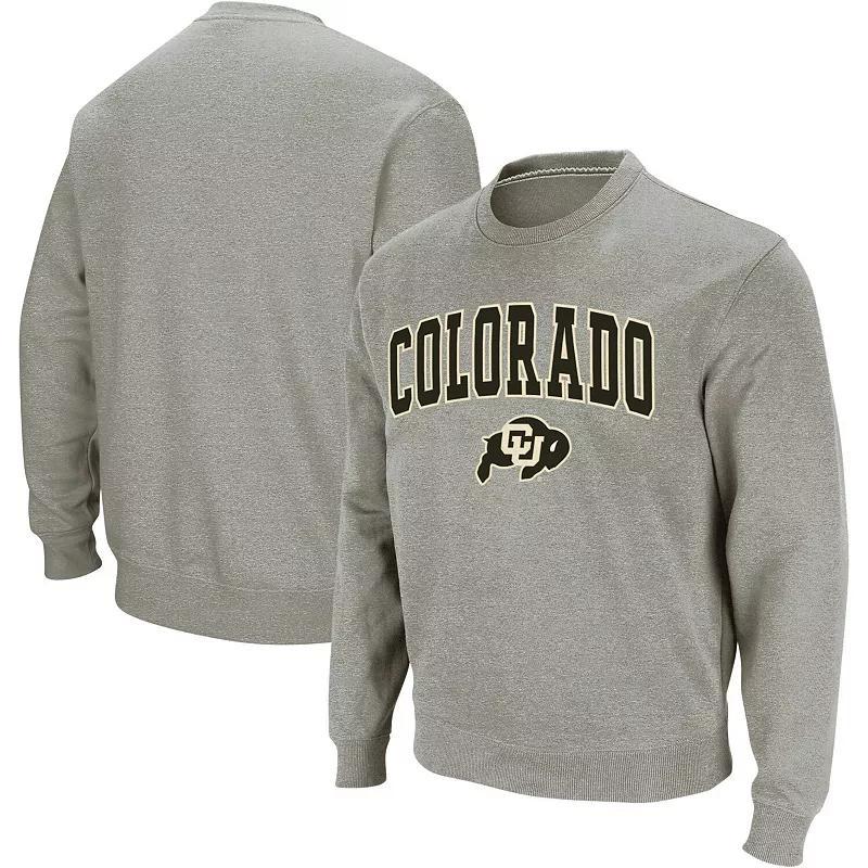 Mens Colosseum Heather Gray Colorado Buffaloes Arch & Logo Crew Neck Sweatshirt Product Image