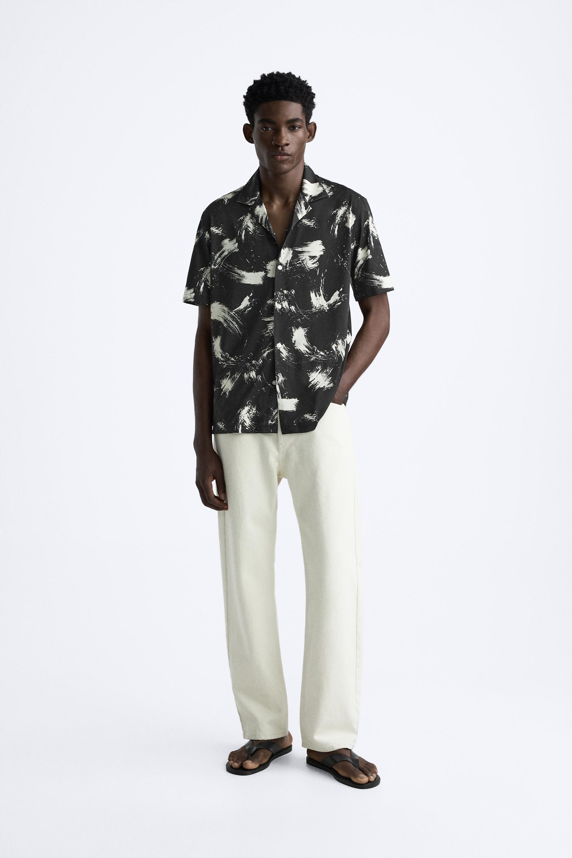 ABSTRACT PRINT STRETCH SHIRT Product Image