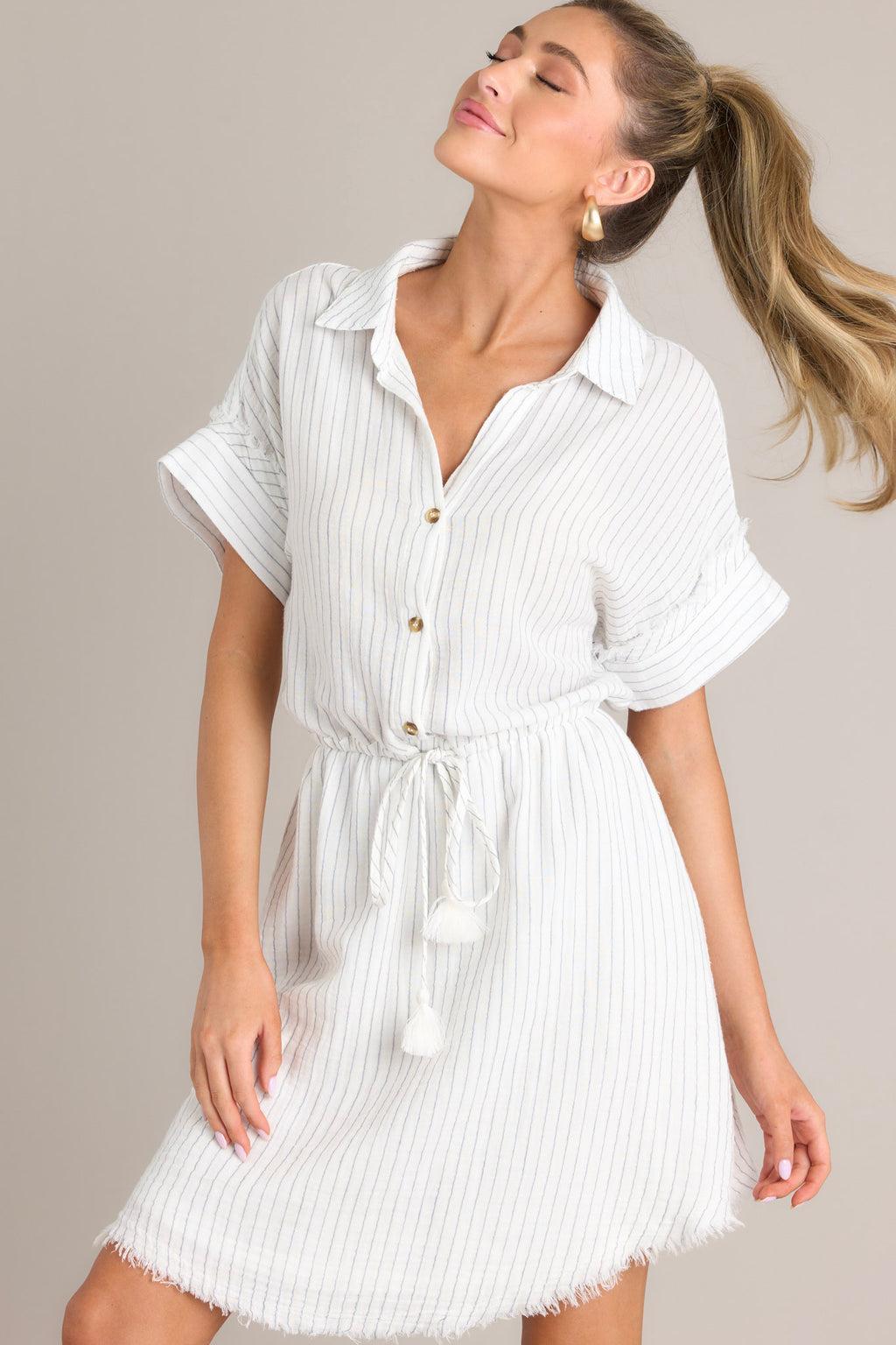 Sail Away White Stripe Mini Dress product image