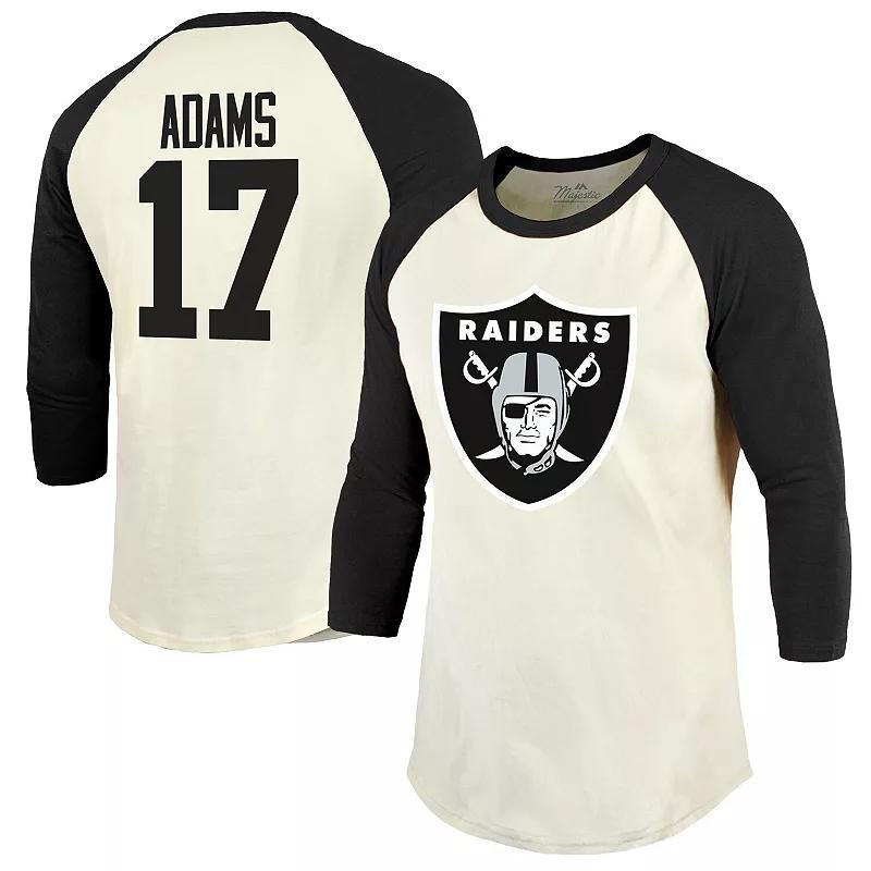 Mens Majestic Threads Davante Adams Cream/Black Las Vegas Raiders Player Name & Number Raglan 3/4-Sleeve T-Shirt Product Image