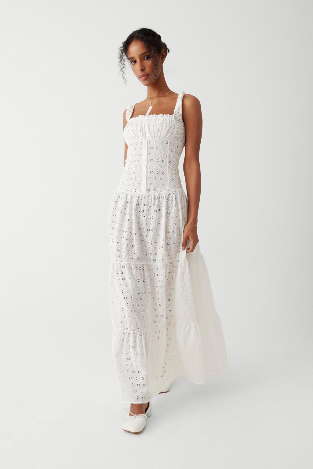 Christabelle Eyelet Maxi Dress - Angel's Wing Product Image