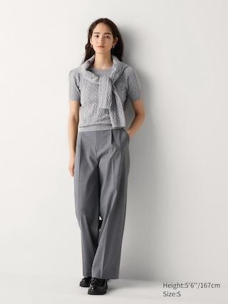 Womens Pleated Wide Pants Gray XL UNIQLO US Product Image