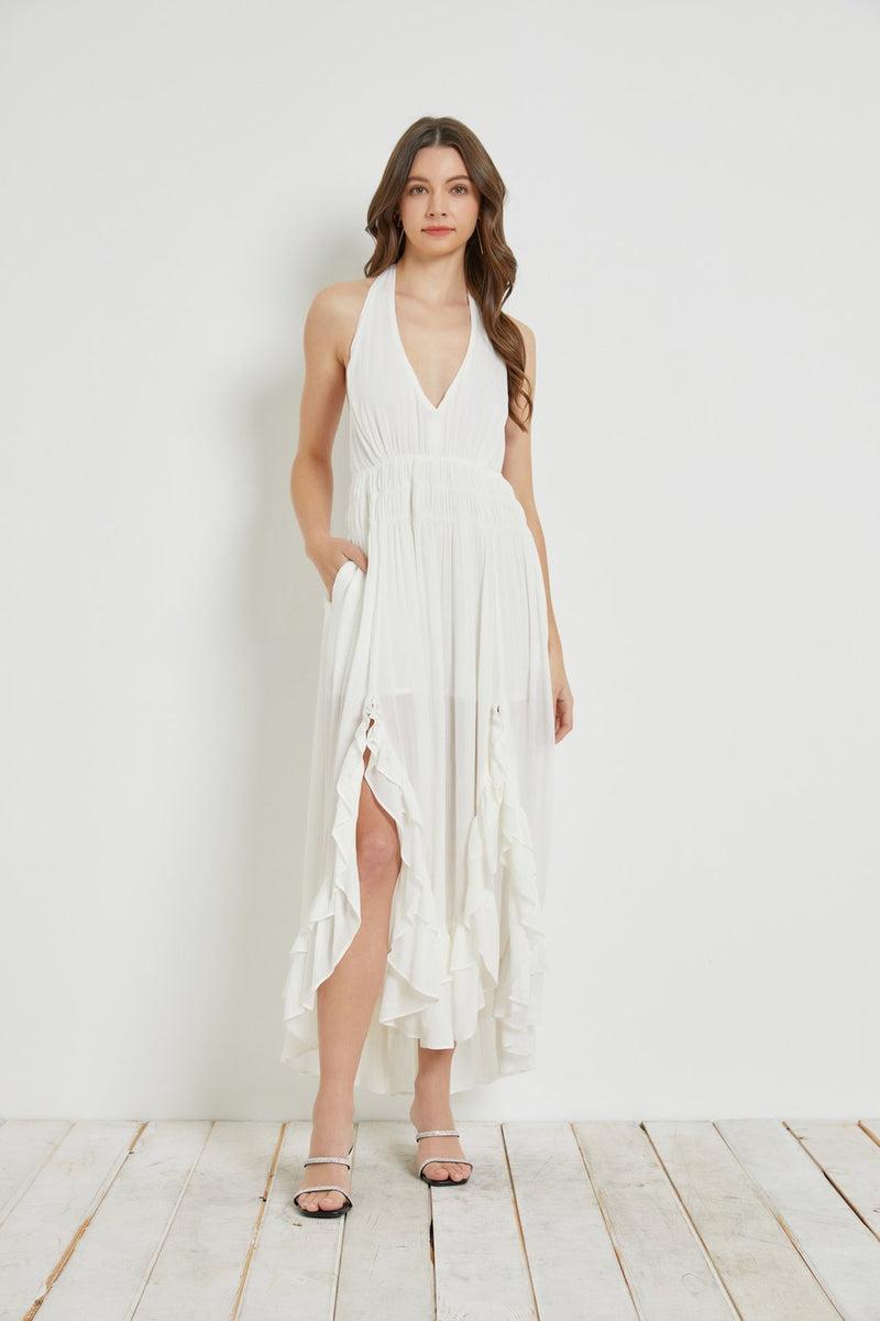 Crinkled Ruffle Halter-Dress product image