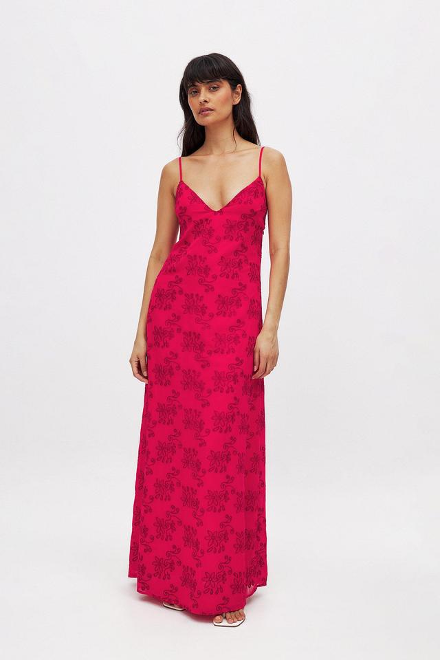 Embroidered Chiffon Slip Dress Product Image