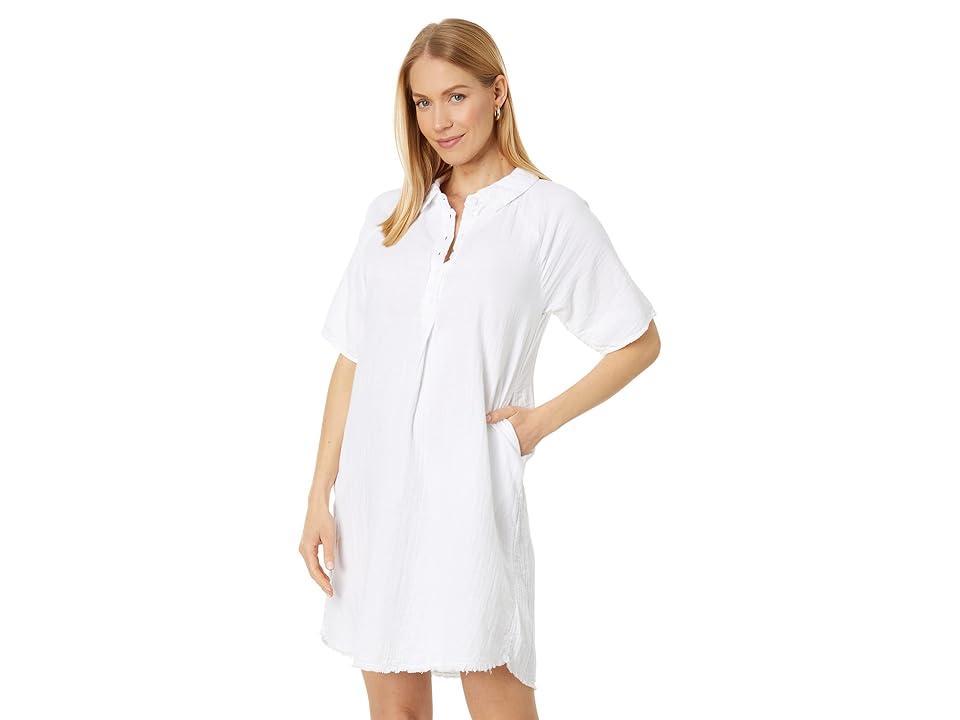 Mod-o-doc Double Layer Gauze Half Raglan Sleeve Henley Dress Women's Clothing Product Image