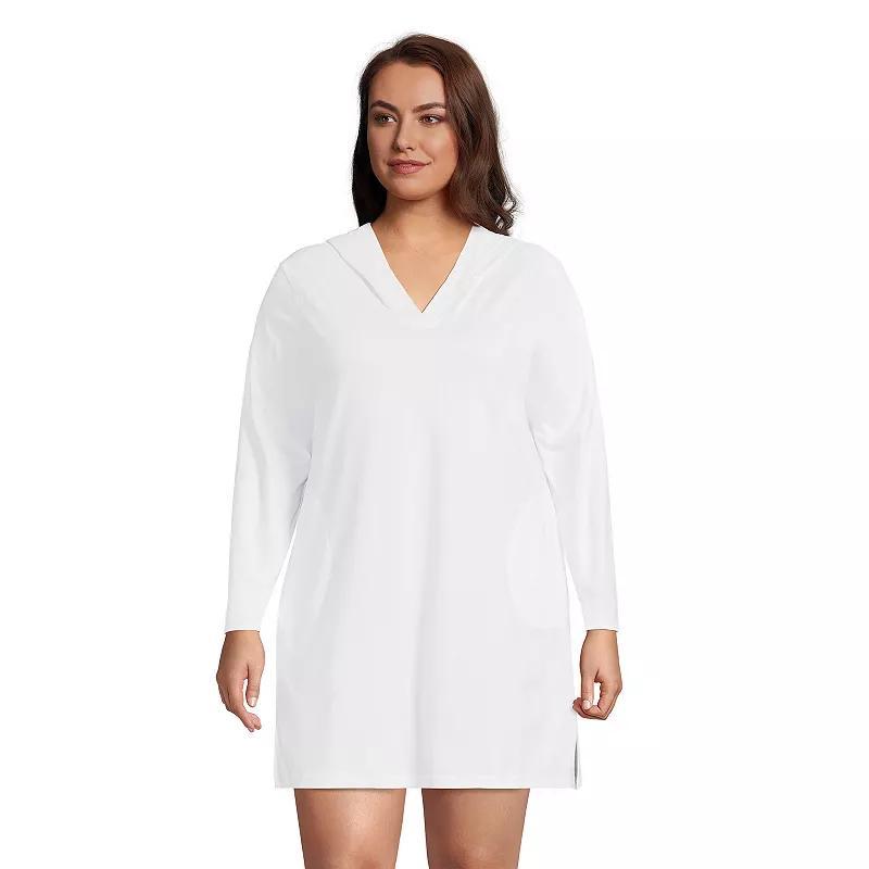 Plus Size Lands End Hooded Swim Cover-Up Dress, Womens Product Image