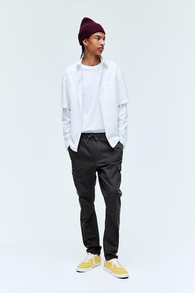 H & M - Skinny Fit Cargo Pants - Gray Product Image