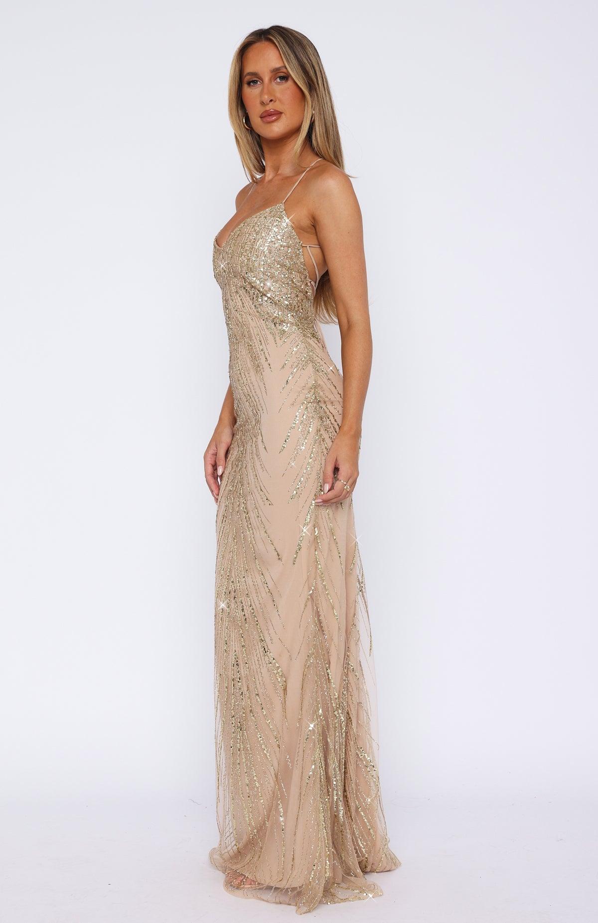 Reaching Out Maxi Dress Gold Product Image