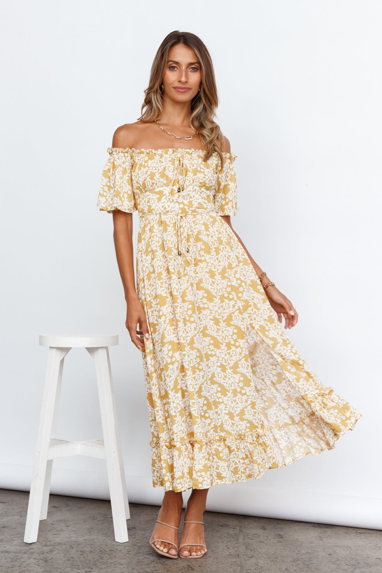 Boho Muse Midi Dress Yellow Product Image