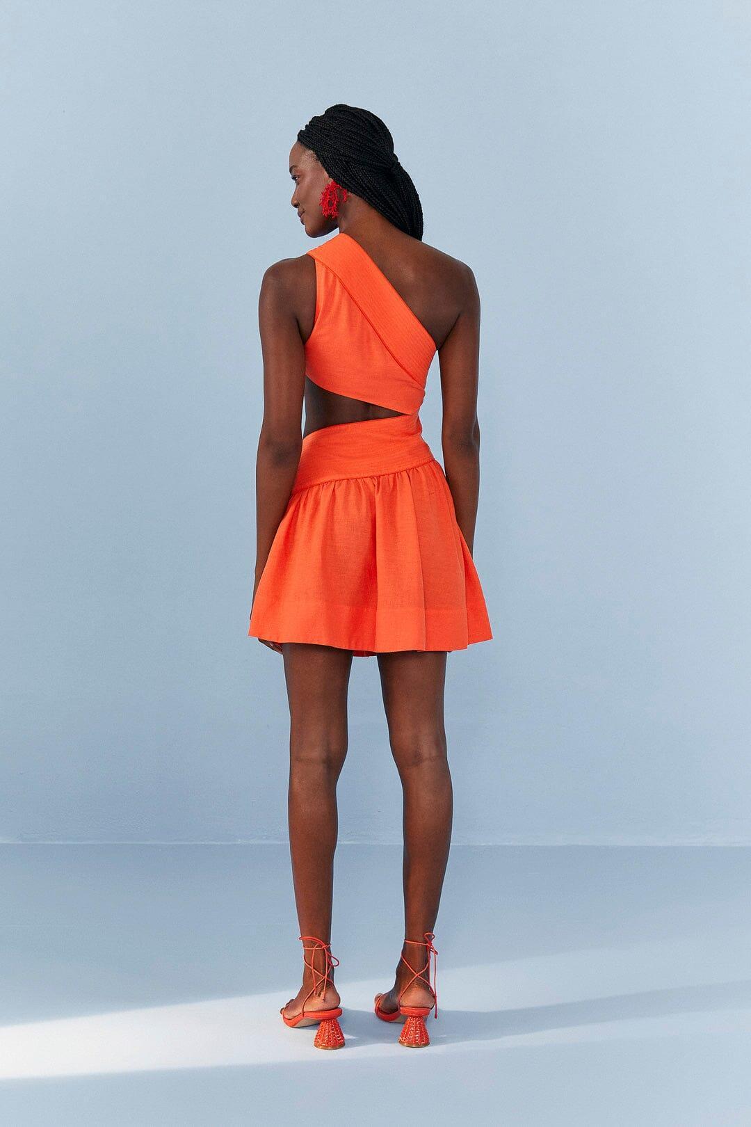 Orange One Shoulder Mini Dress Product Image