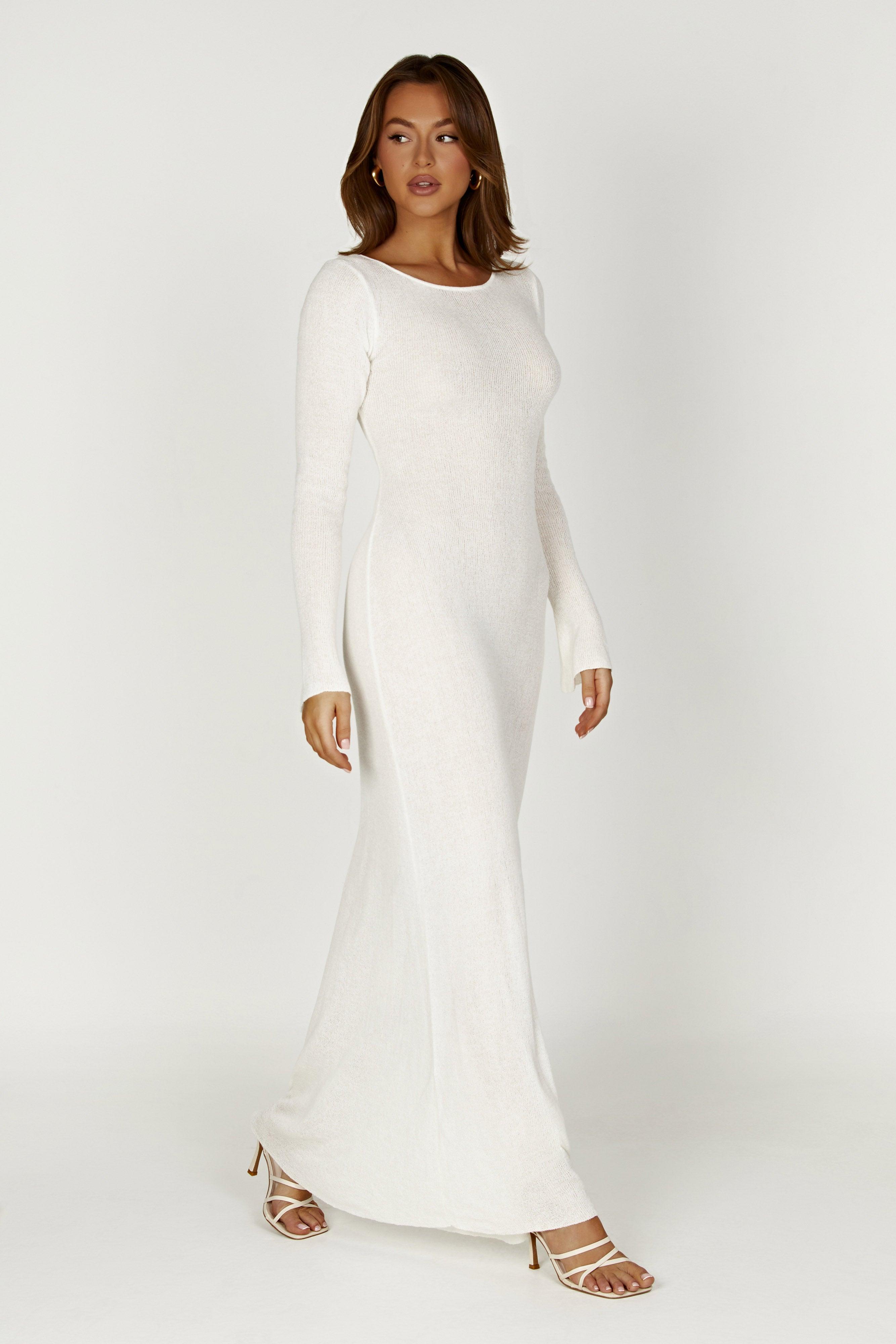 Talia Maxi Open Back Knit Dress - Ivory Product Image