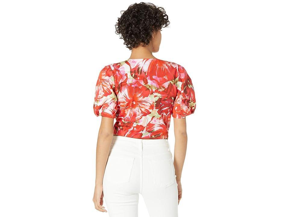 MILLY Marilyn Brushstroke Floral Poplin Top Multi) Women's Clothing Product Image